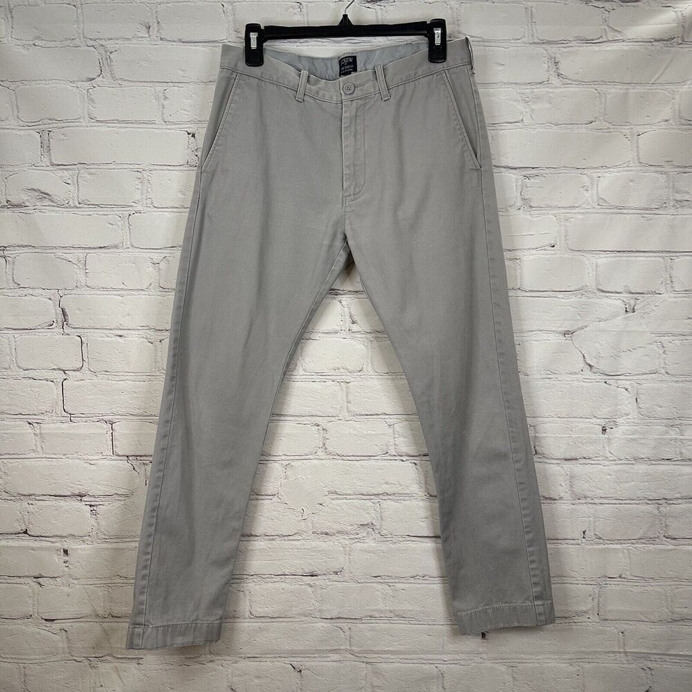 J. Crew Men's 30x30 Chino Pants The Driggs Gray Twill Flat Front Straight Leg